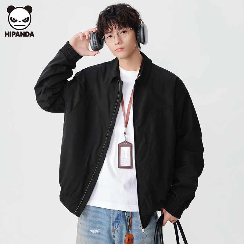 Hi Panda秋季爆款夹克帅气男生宽松百搭方领休闲风潮牌街头风外套