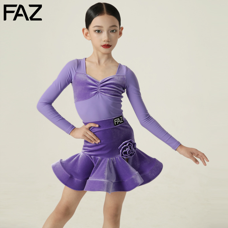 FAZ秋冬儿童新款拉丁舞蹈练习表演舞服少儿网红练功训练演出服装