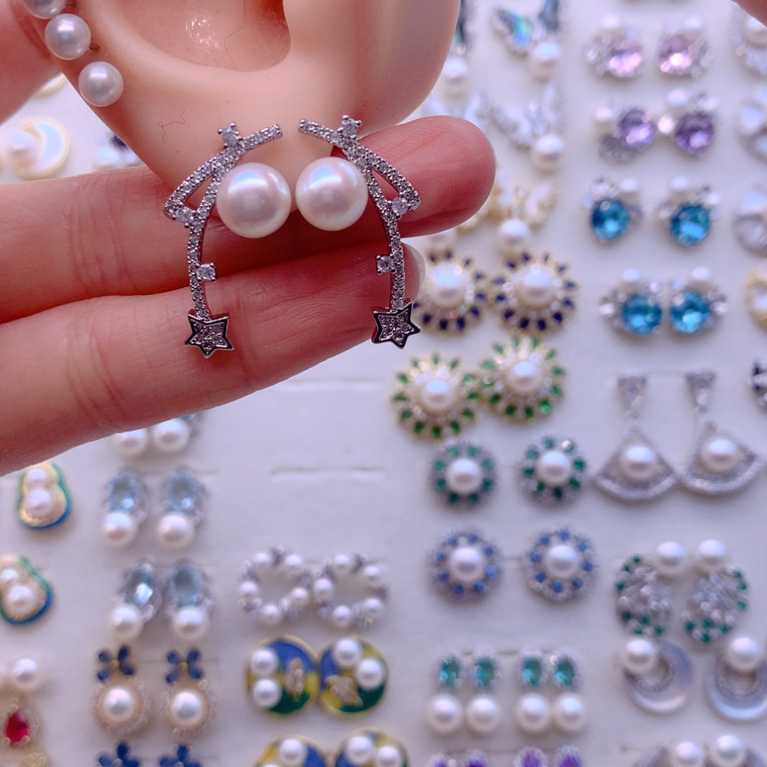 合金耳饰淡水珍珠