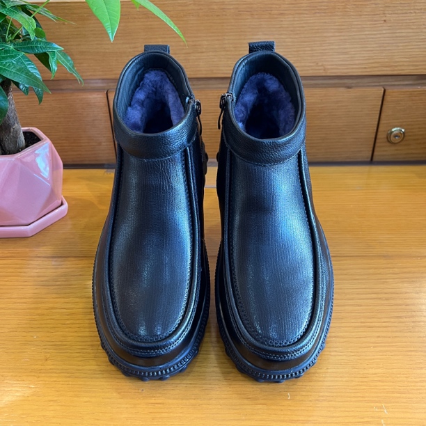 冬季真皮男士高帮羊毛防滑底皮鞋