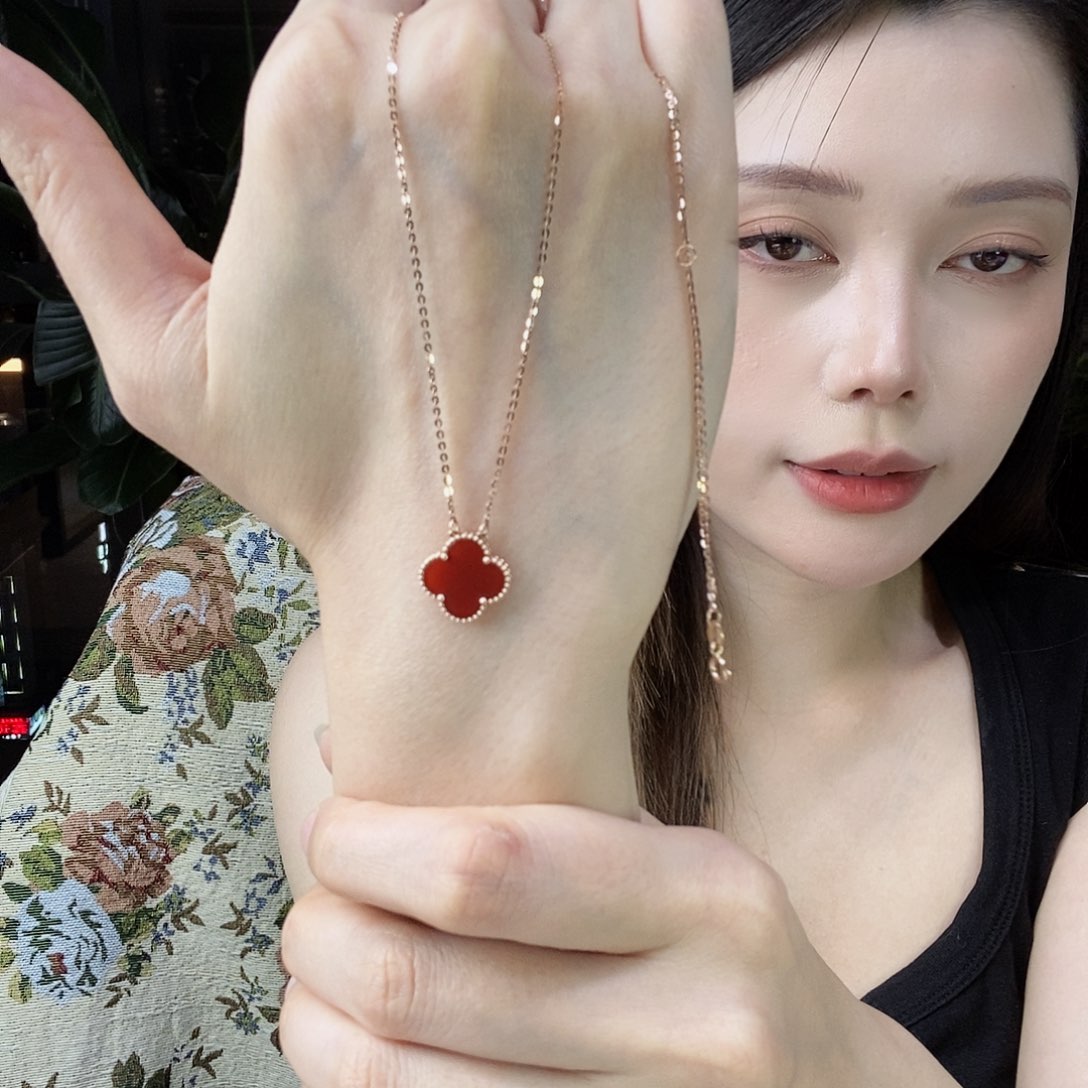 玛瑙/玉髓颈饰18K金镶嵌红13mmk枚