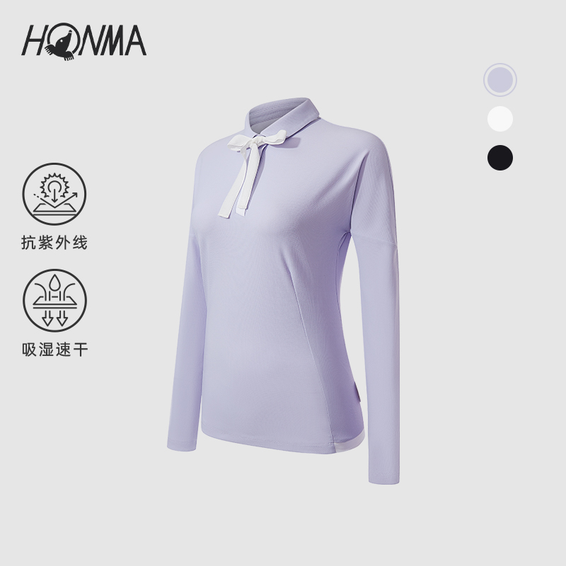 【专业高尔夫】HONMA女士长袖POLO衫运动弹力长袖HWKQ705R614