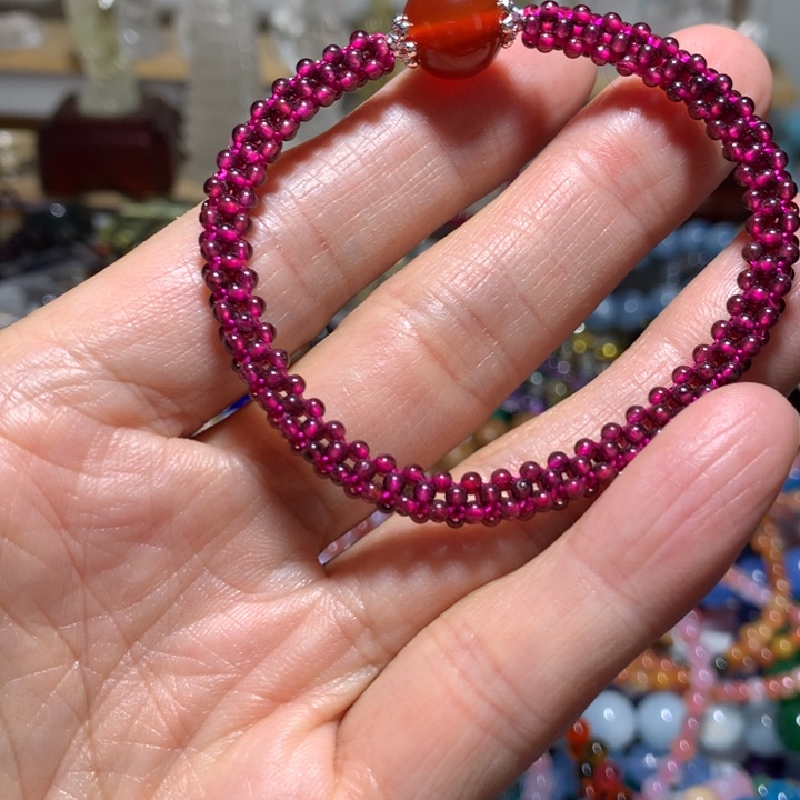 未镶嵌手链石榴石小米珠手串
