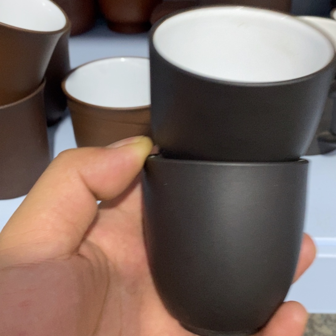 茶壶紫砂黑料白釉杯120cc两个
