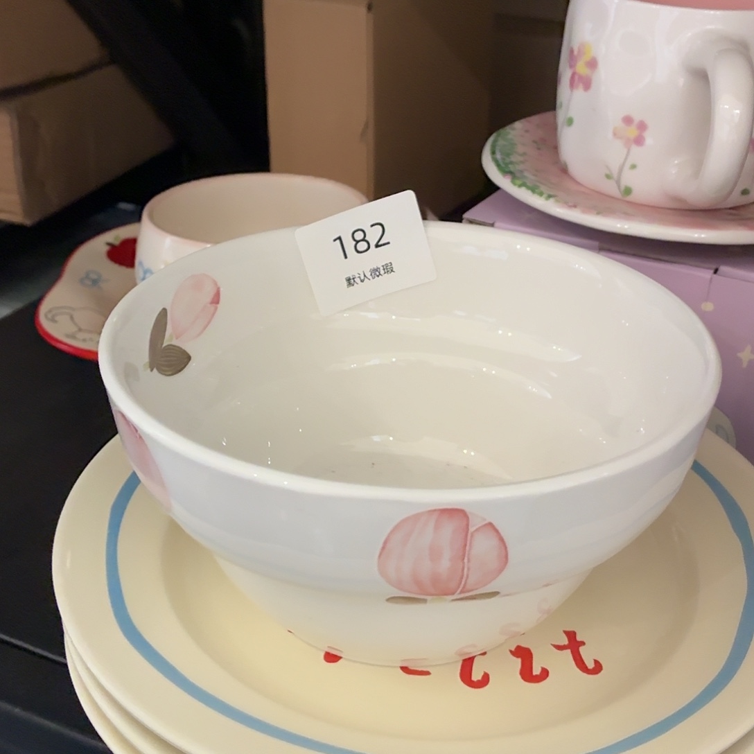 瓷182号郁金香6寸碗微瑕