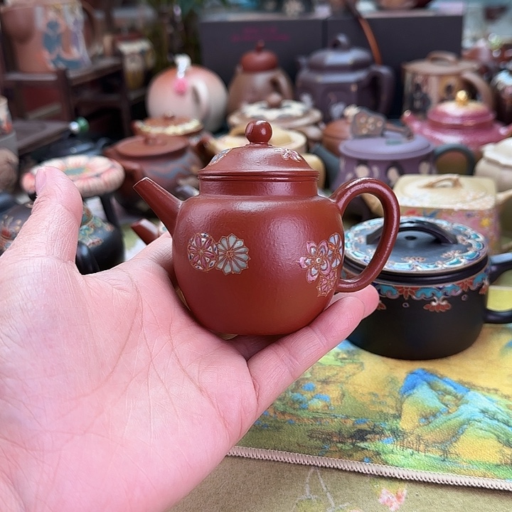 㛄***一茶壶紫砂皮球巨轮