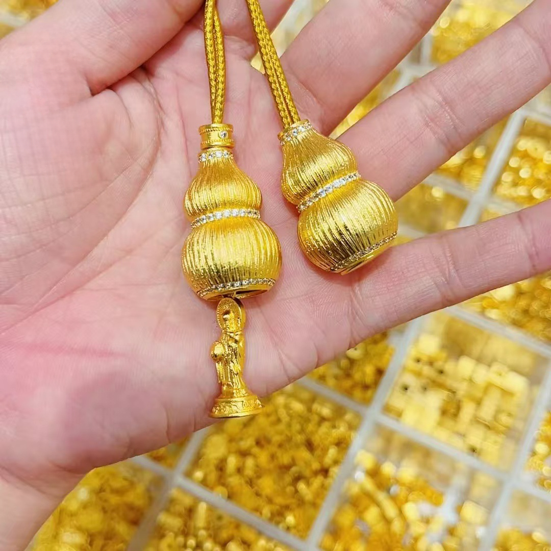铜合金吊坠 福禄寿喜葫芦吊坠财神项链新中式国潮随身佛毛衣链女