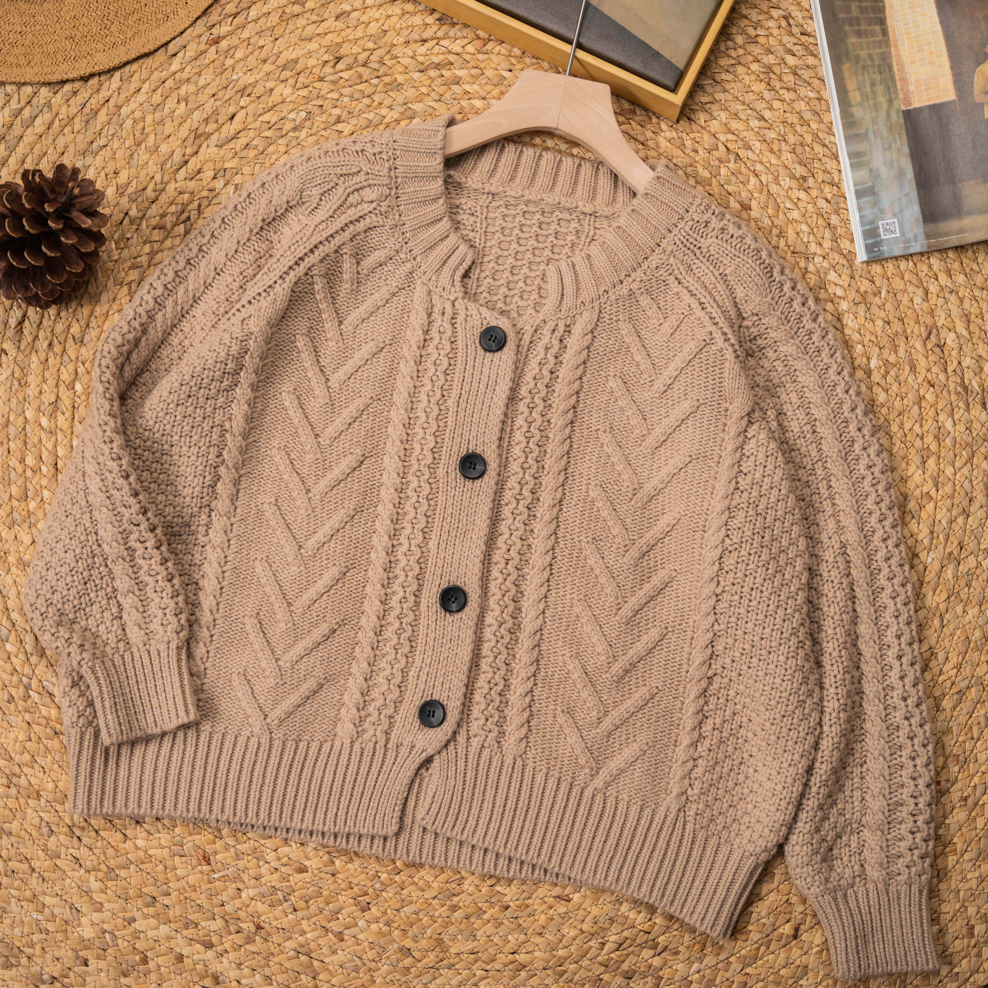 【山有】 复古加厚针织开衫女装2025秋冬新款日系短款羊毛衫外套