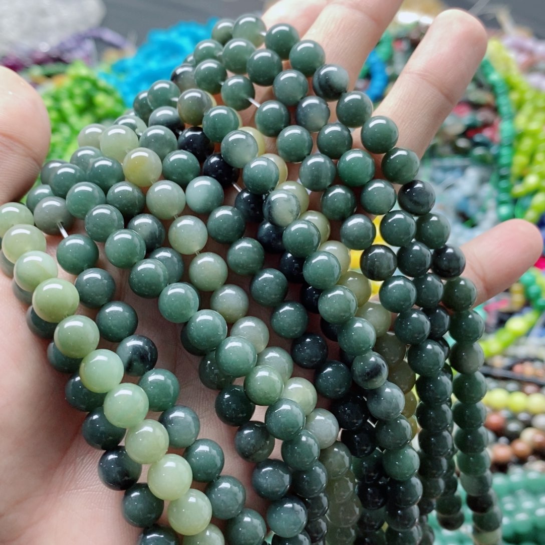 玛瑙/玉髓未镶嵌珠宝半成品一条天然8mm东岭玉圆珠