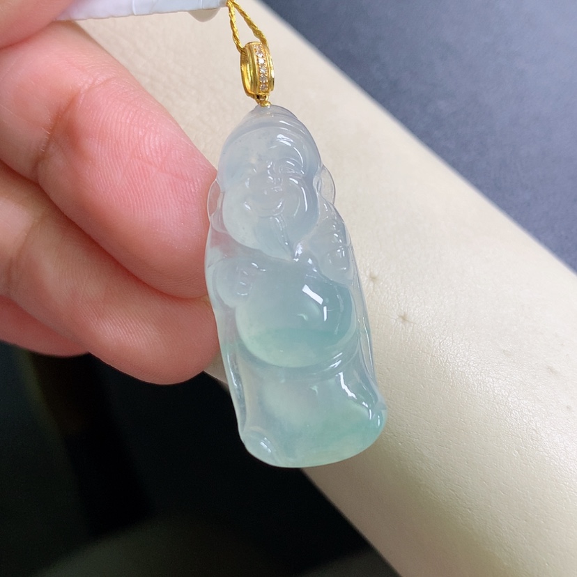 【闪购商品】翡翠颈饰18K金镶嵌财神