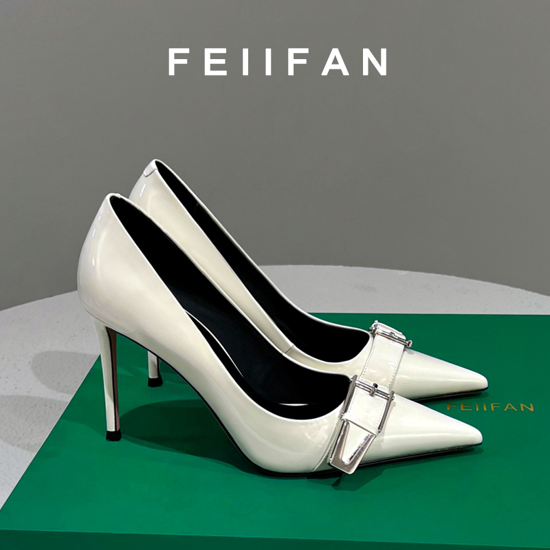 【现货】高跟鞋女细跟2025春秋新款气质百搭尖头法式白色单鞋7759