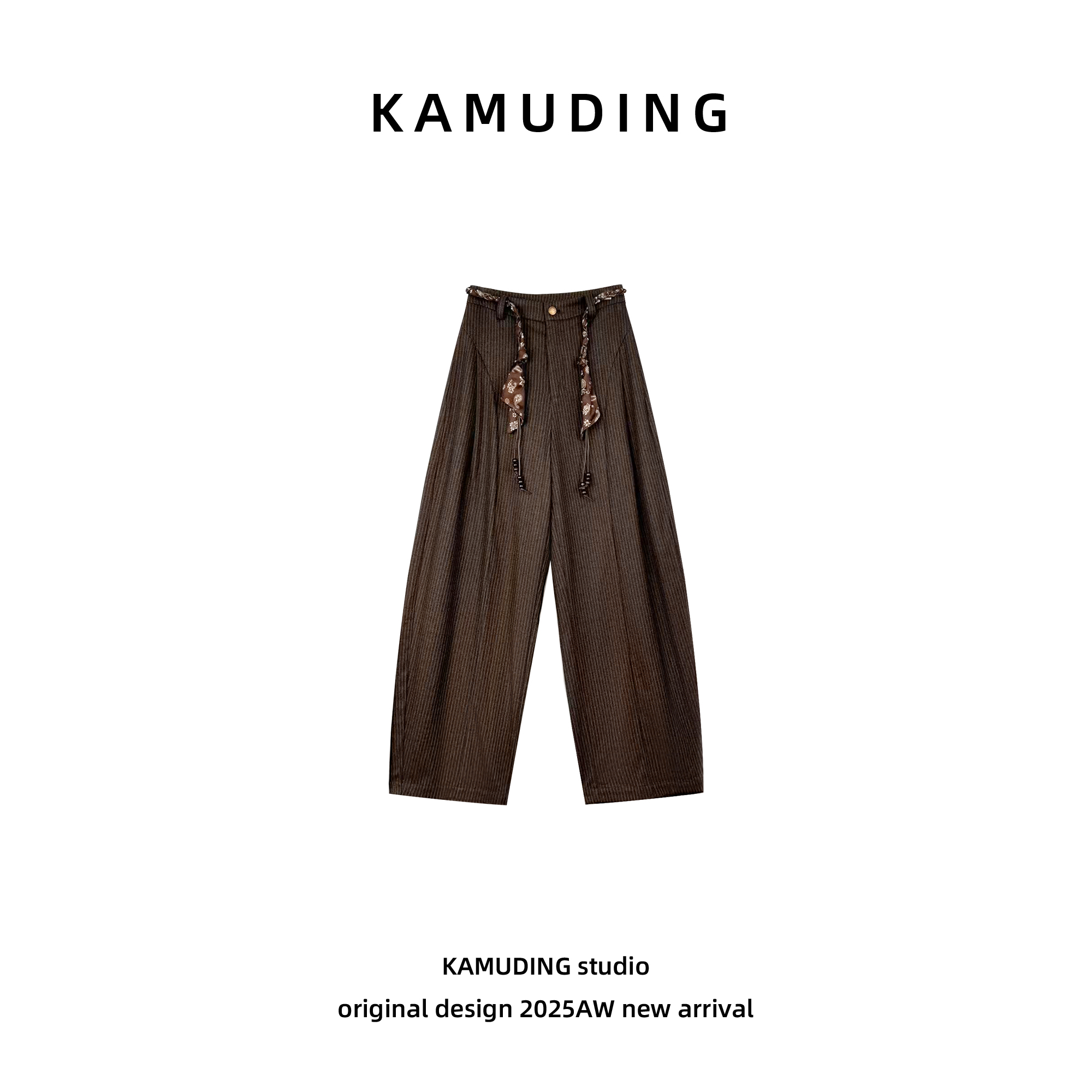 KAMUDING2025新款高腰显瘦宽松直筒阔腿裤25237