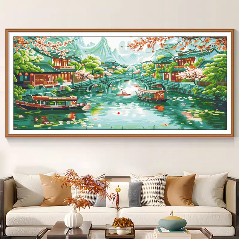 忆江南十字绣线绣挂画新房卧室客厅刺绣十字绣网红十字绣新款可以