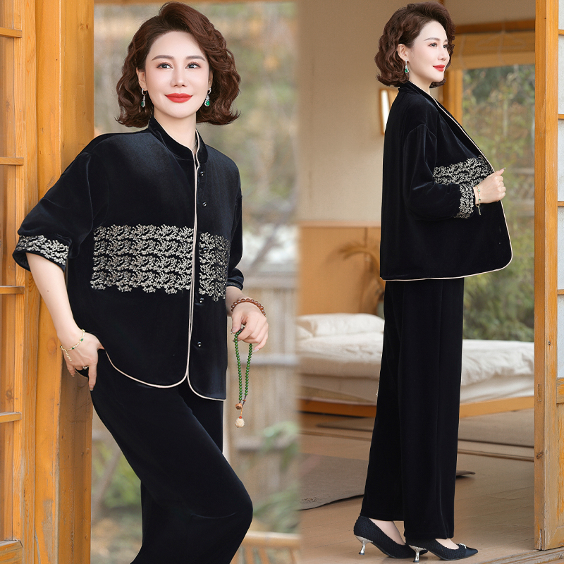 【两件套】中式复古刺绣开衫妈妈装宽松小香风随性自在新春推荐