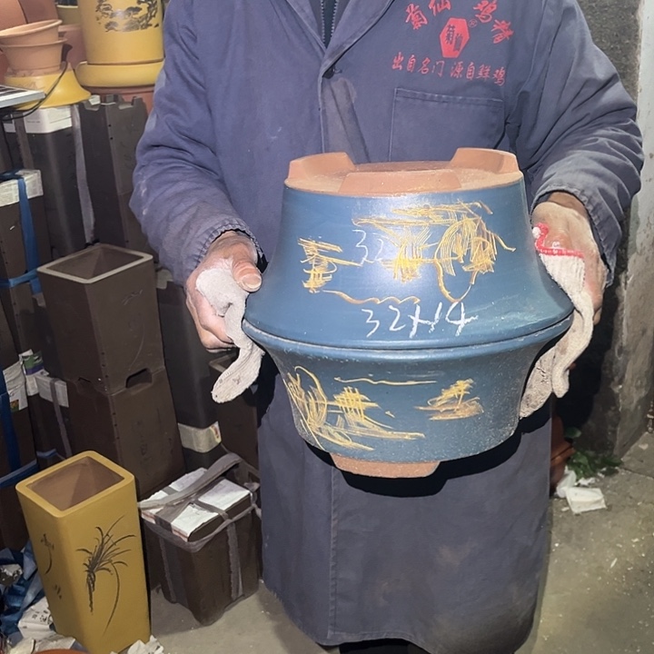 紫砂紫砂花盆和小