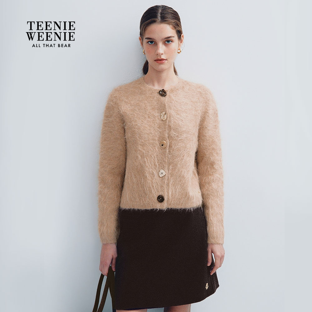 TeenieWeenie小熊女装毛针织开衫25冬新款老钱风开衫TTCK254VW5D