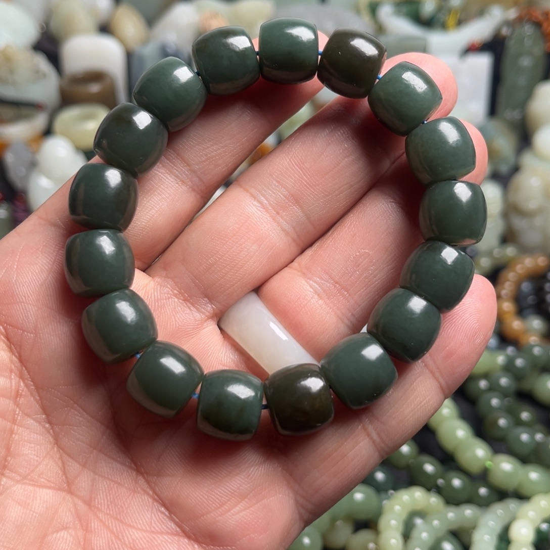 和田玉未镶嵌套链和田玉卡13手串