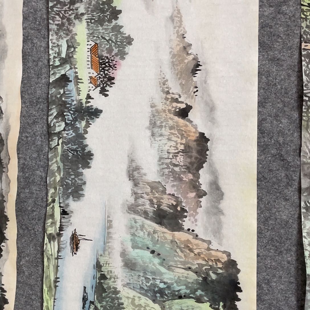 贵***持国画四尺对开画芯 捡漏