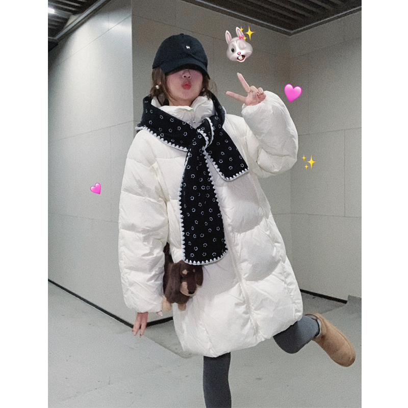 白色羽绒服女中长款2025年冬季新款巨好看加厚90白鸭绒面包服外套
