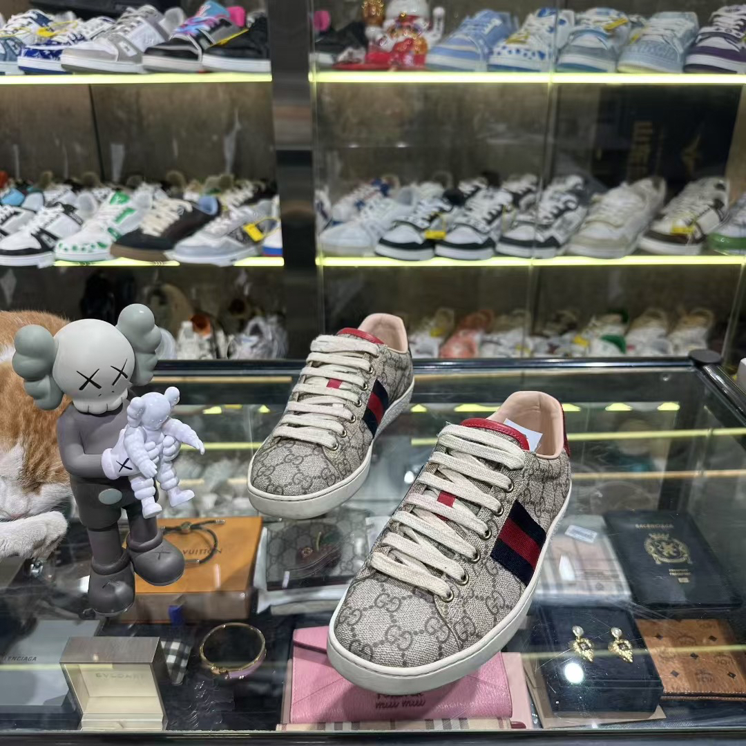 99新 GUCCI/古驰 Gucci ace满印米色/36码/配盒