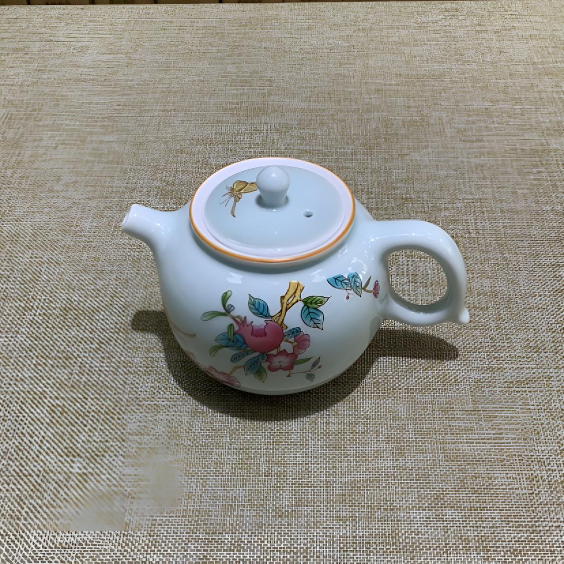 中式陶瓷茶壶家用功夫茶具小号泡茶壶粉青硕果单壶过滤壶17