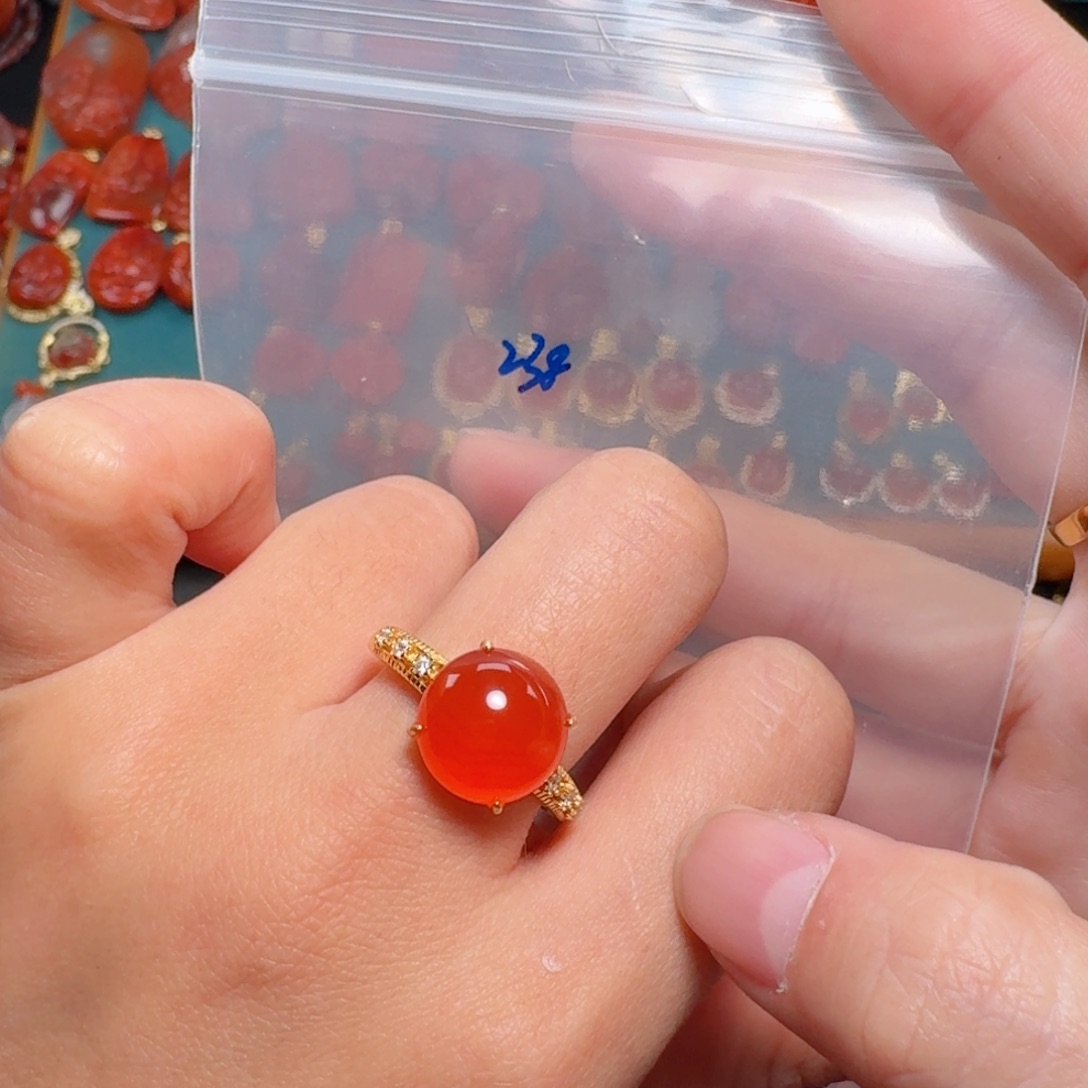 南红玛瑙南红保山冰红银S925镶嵌