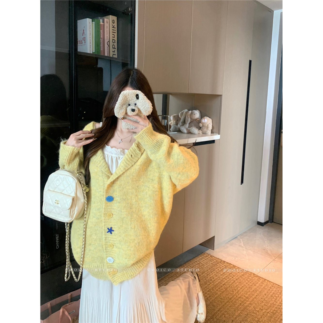 2025大码秋装新款连帽海星扣子设计感针织开衫宽松毛衣外套