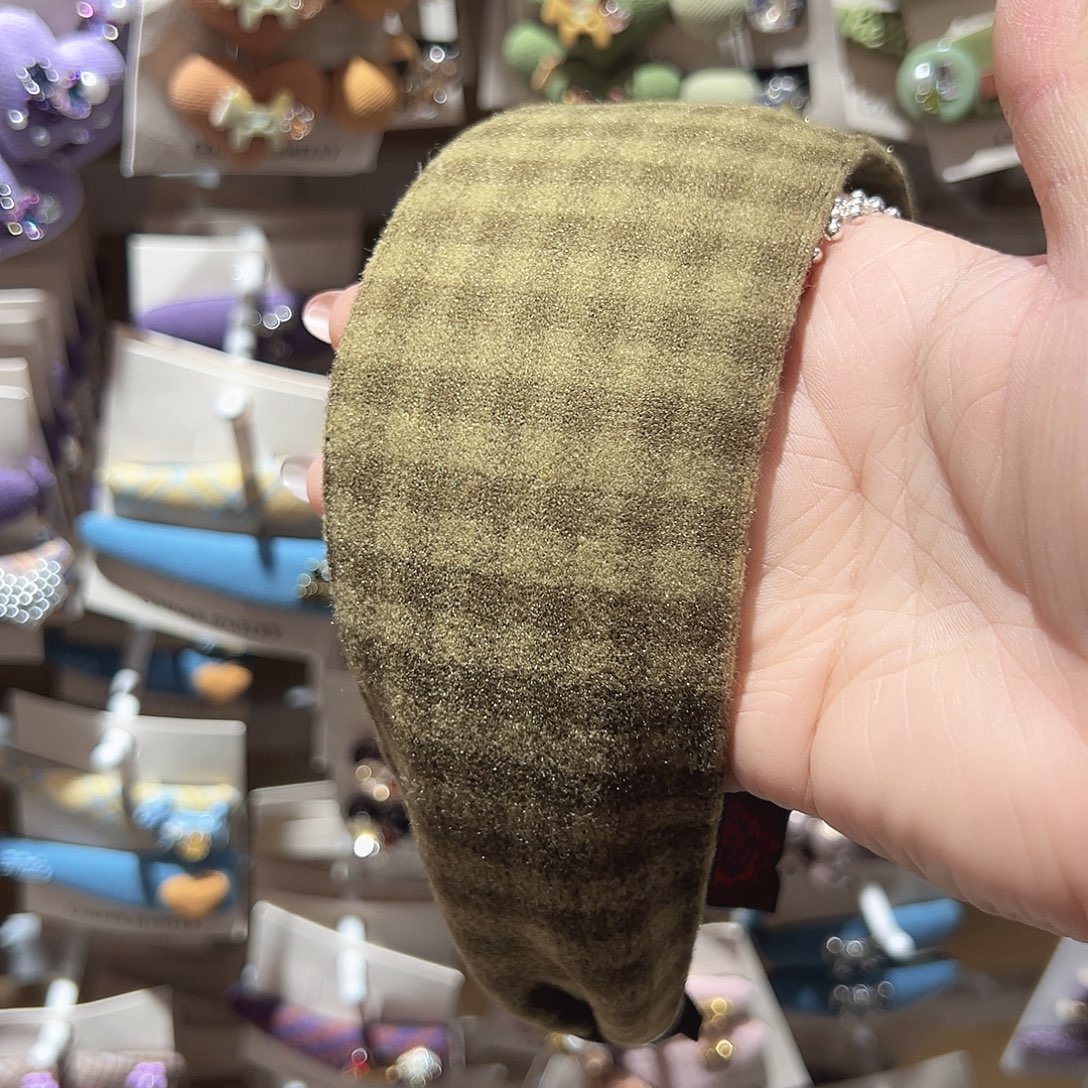 非金属绿色格纹宽发箍