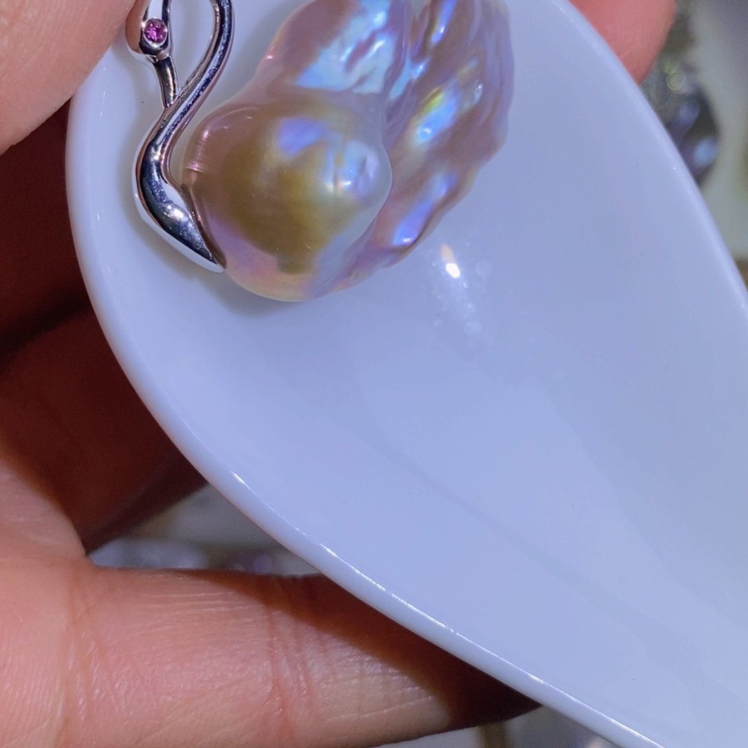 银S925镶嵌天然淡水珍珠淡水珍珠