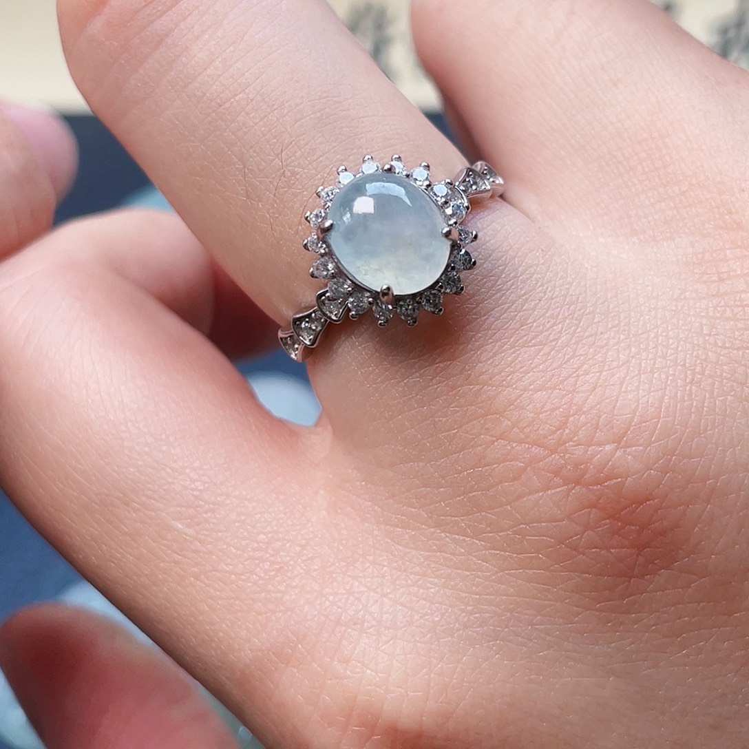 翡翠戒指银S925镶嵌戒指