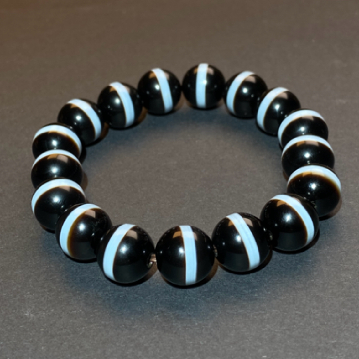 精品西亚黑白一线药师珠1.2单圈男女同款百搭手串