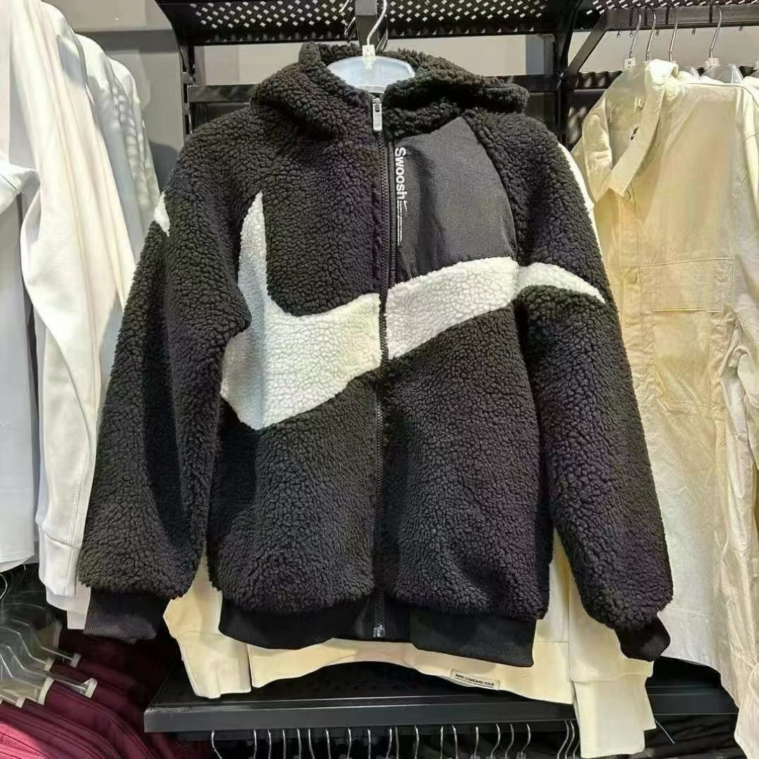 NIKE耐克正品儿童青少年秋冬季羊羔绒连帽夹克外套 fd4954
