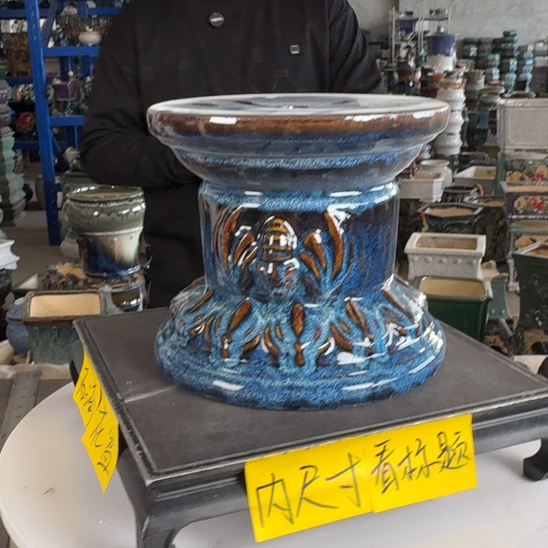 。一风堂石湾花盆 打磨痕迹 气孔 面宽22高20