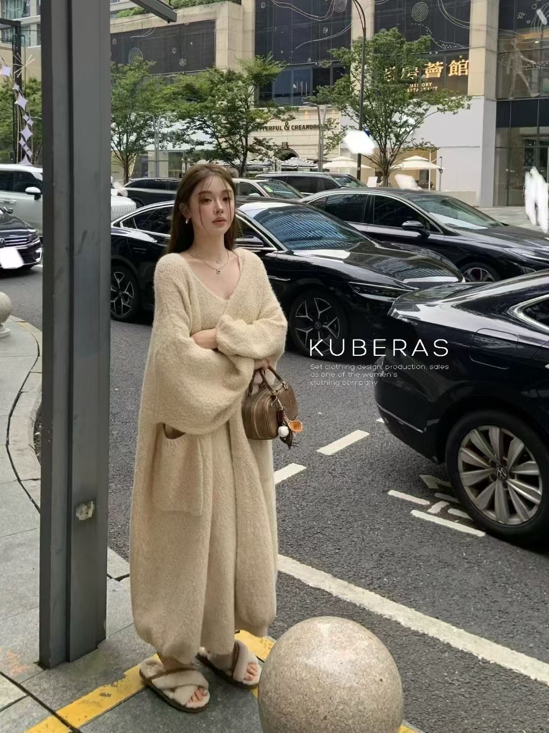 灯笼袖长款针织毛衣外穿韩版百搭慵懒风