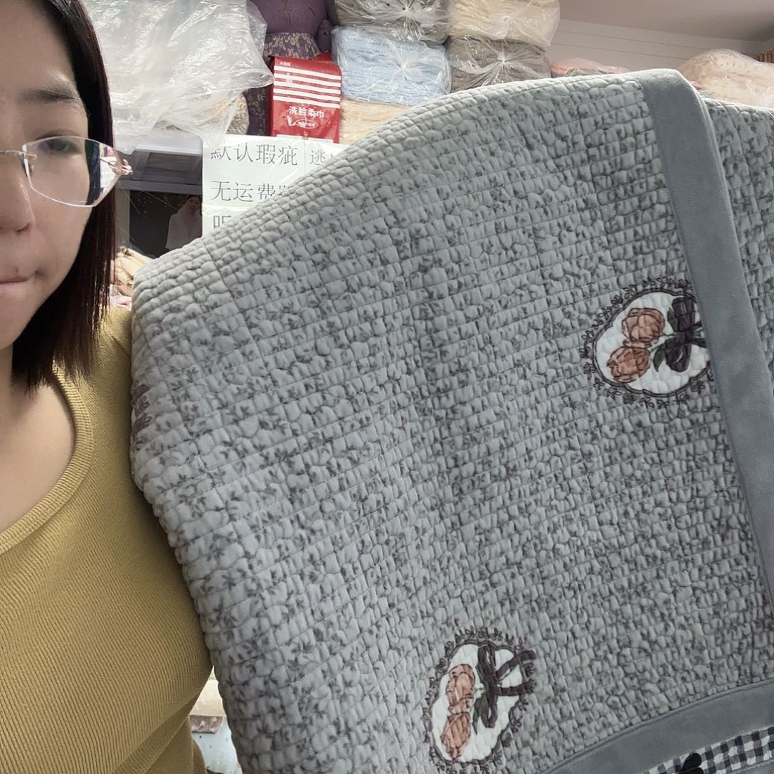 棉双人灰色婴儿绒床盖