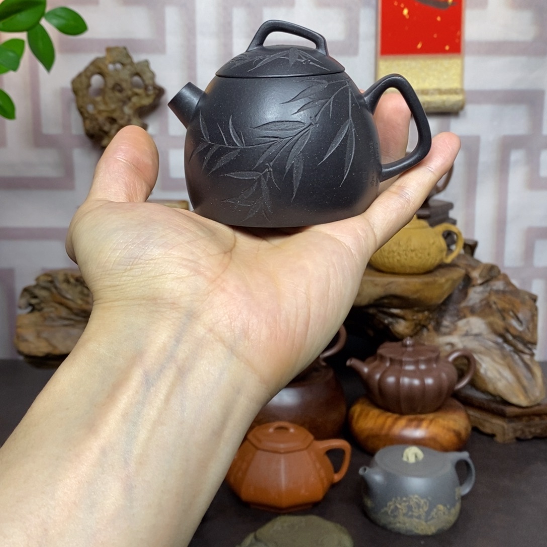 茶壶紫砂紫砂茶具紫泥捂灰几何秦权