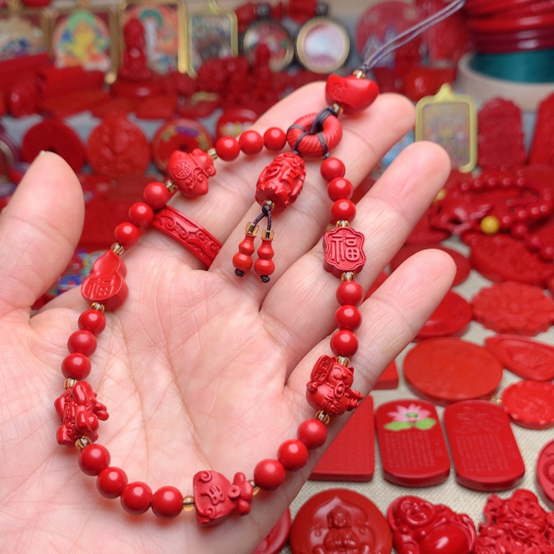 天然辰砂工艺品朱砂手机链