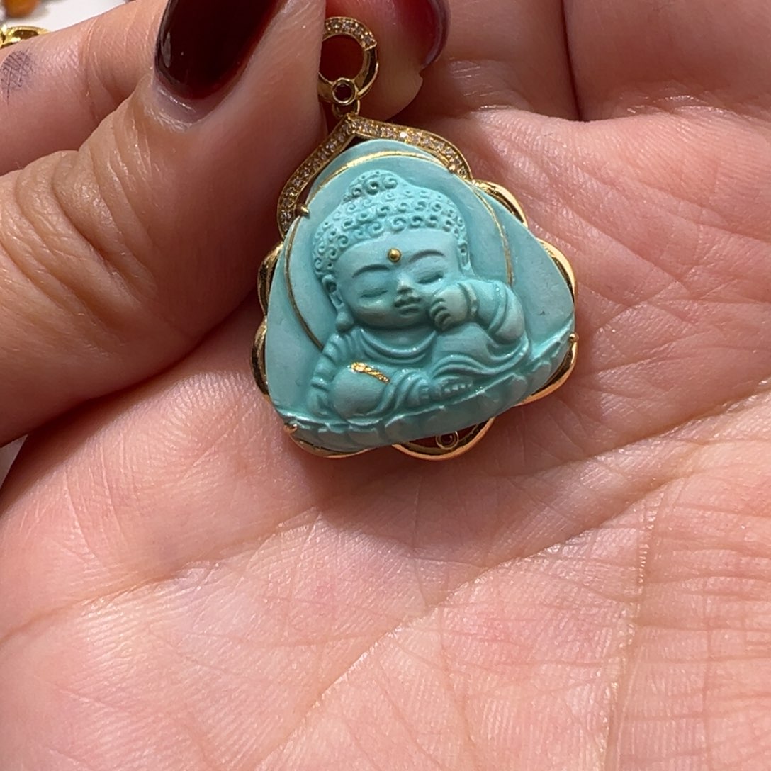 绿松石配件18K金镶嵌配件