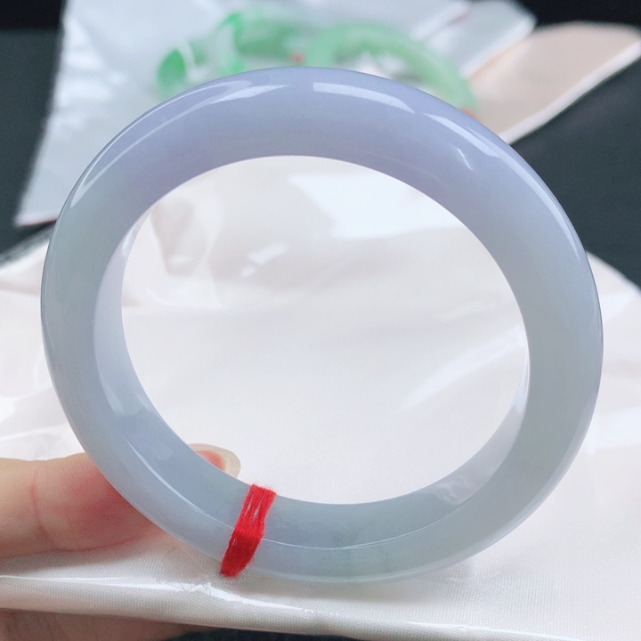 翡翠未镶嵌手镯缅甸55.7冰胶润粉紫正圈