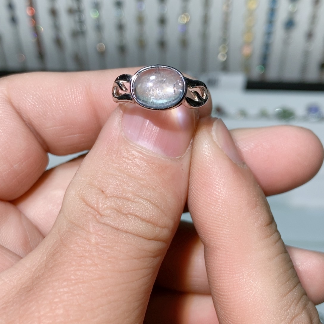 绿水晶戒指银S925镶嵌