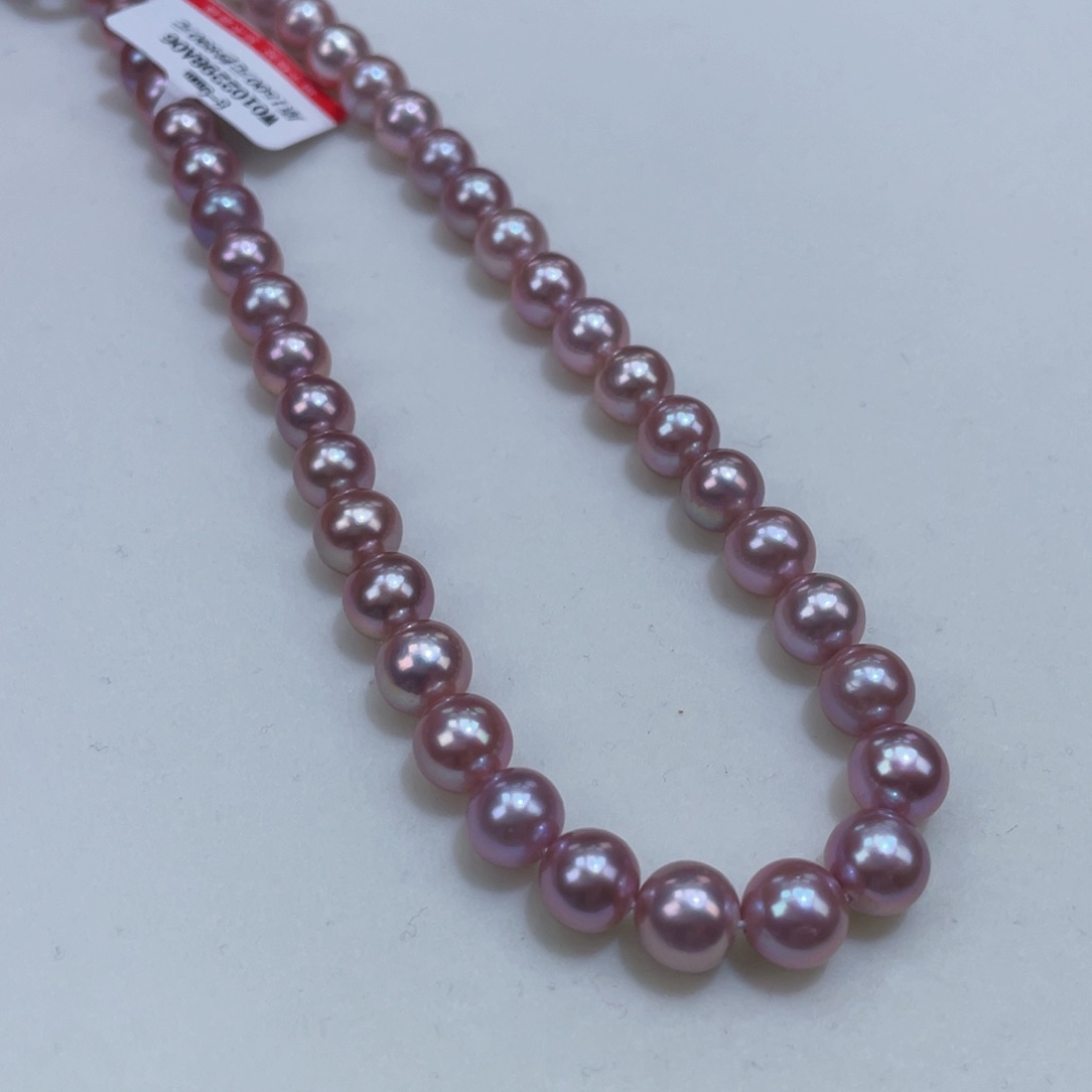 淡水珍珠7.5/8正圆镜面极强光香芋紫银S925镶嵌