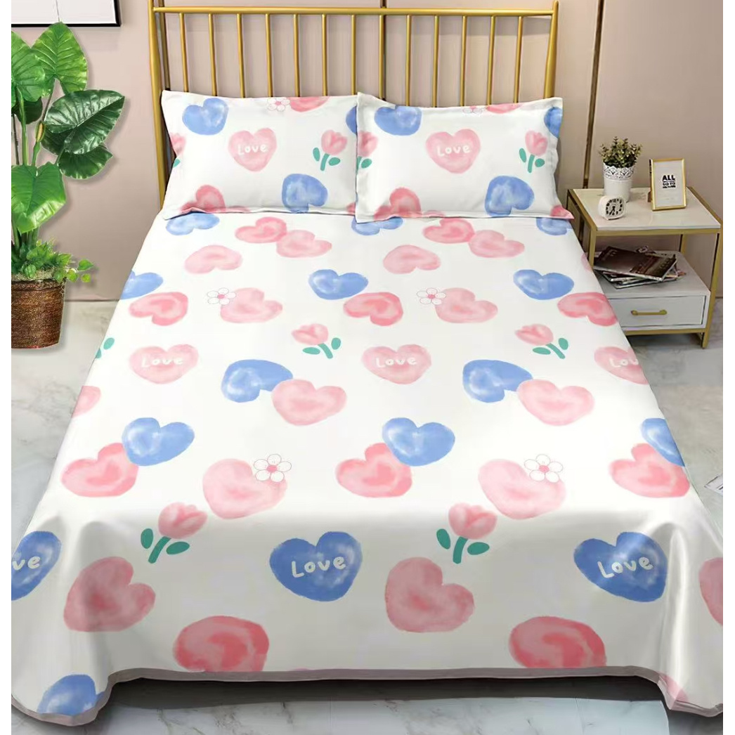 【彩色爱心】自产自销高支高密水洗斜纹棉双人被罩
