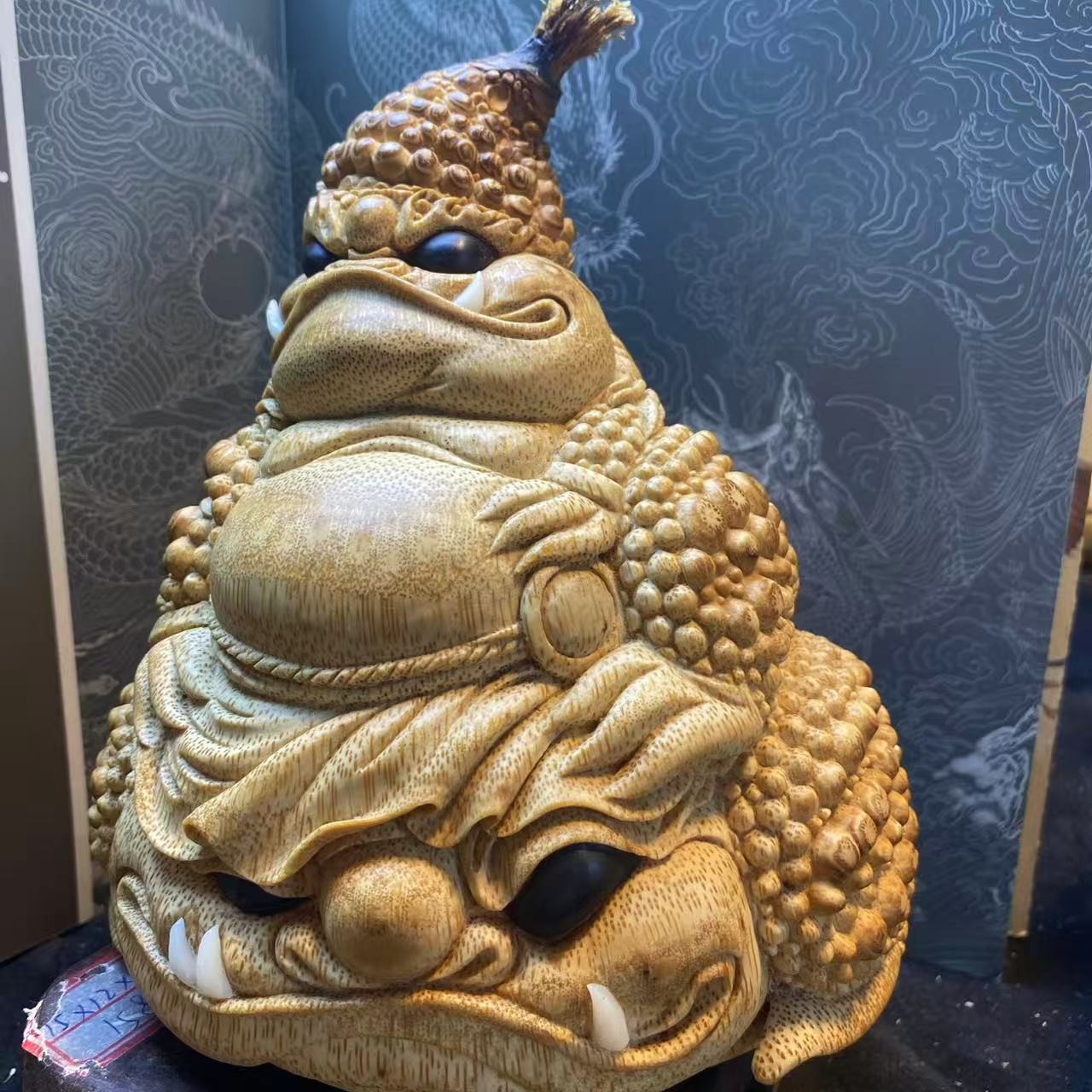 竹根雕纯手工雕刻大文太家具摆件工艺品独特设计手盘把玩小物件