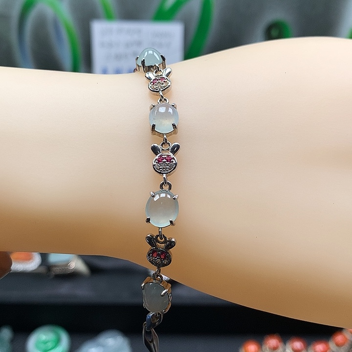 翡翠银S925镶嵌手链