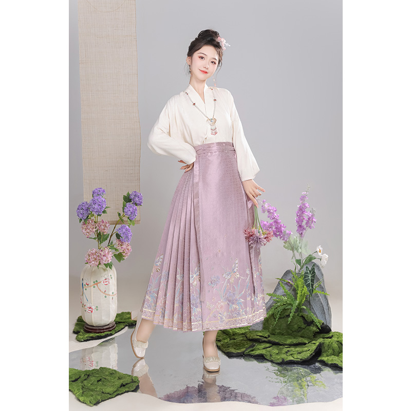 汉服女新中式国风网红爆款日常可穿小个子短款夏秋薄款八分马面裙
