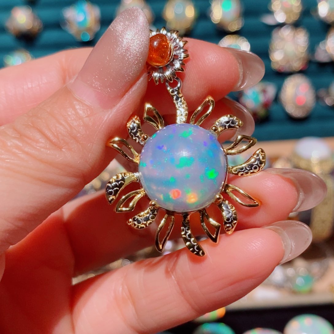 欧泊欧泊吊坠银S925镶嵌