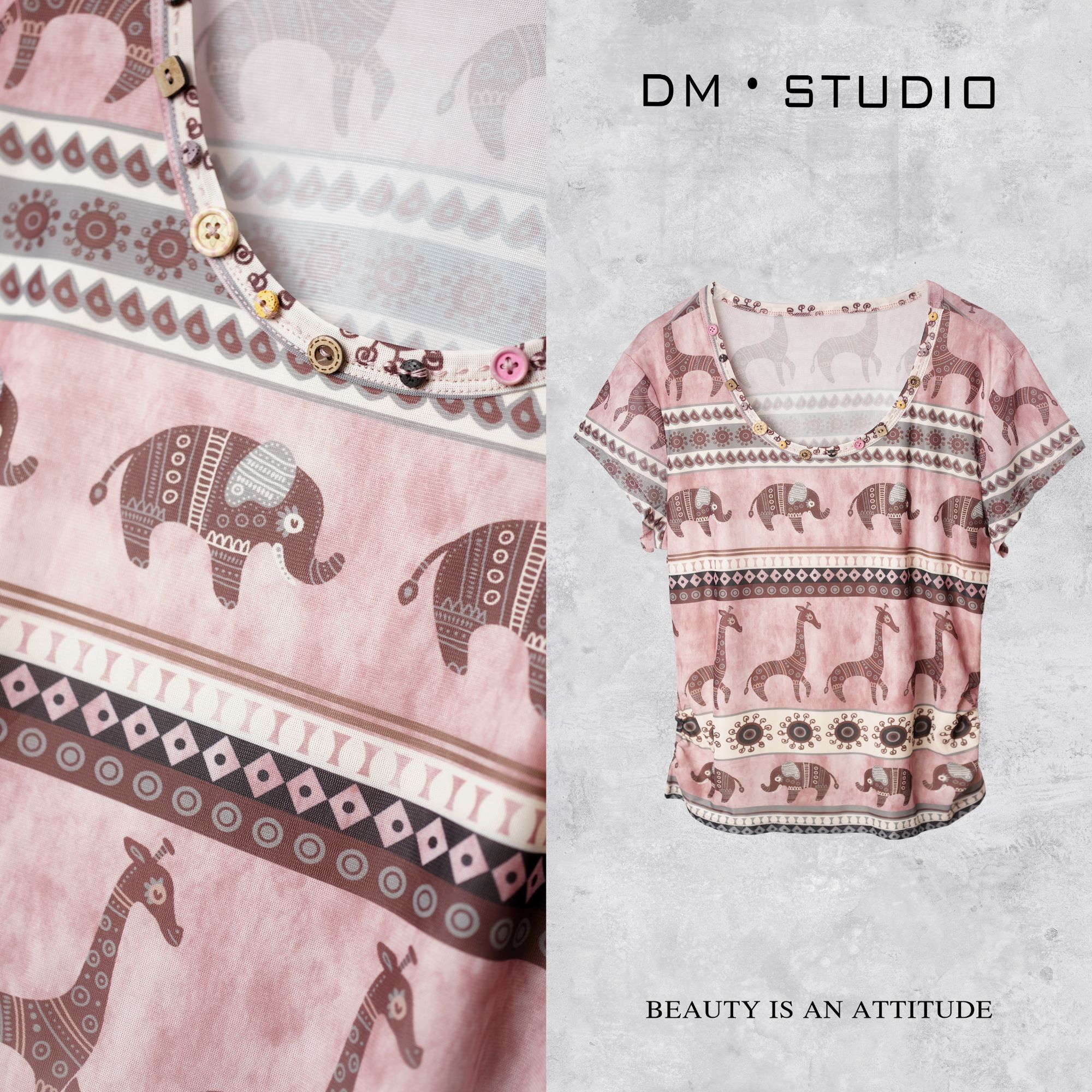 DEDM•STUDIO/复古气质修身显瘦圆领短袖上衣T恤2505TX/25T-266