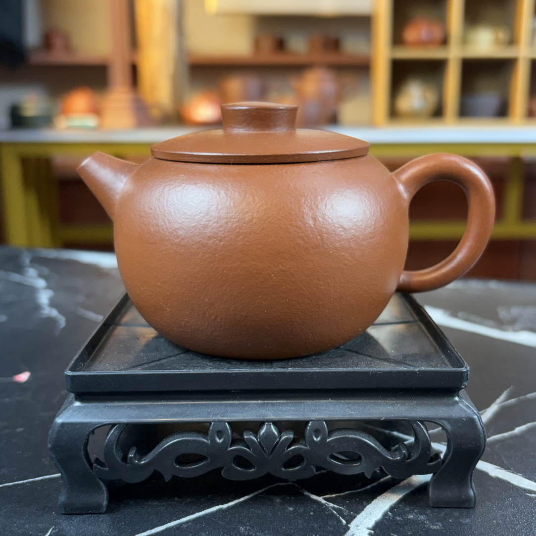 全手工朱泥200cc巨轮珠紫砂壶
