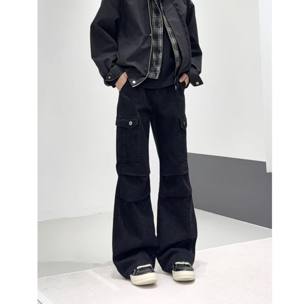 【伞兵工装裤】黑色男春秋季cleanfit拖地休闲裤宽松垂感潮牌裤子