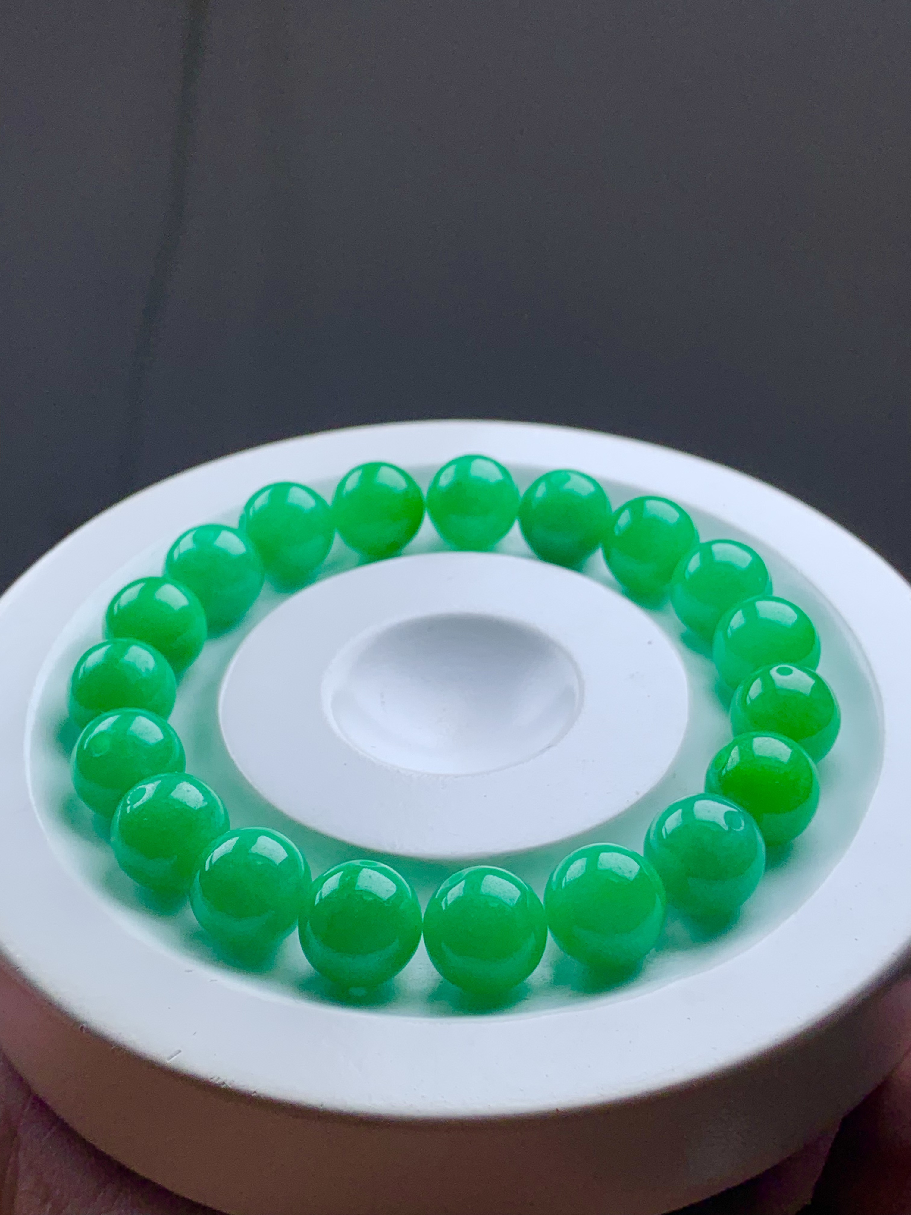 10mm 天然缅甸A货翡翠 冰绿单珠 多样性发货其一